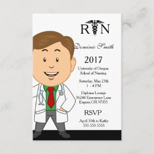 Male Nursing School Graduation Invitation