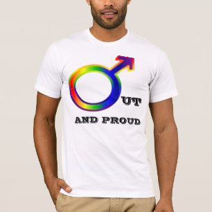 MALE OUT AND PROUD T SHIRT