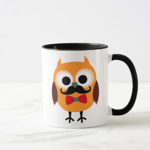Male Owl with Black Moustache Mug