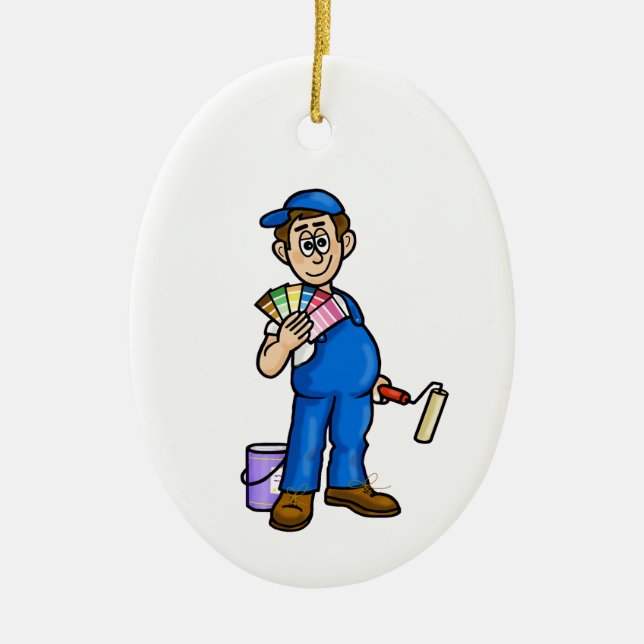 Male Painter with Sample Colour Cards Ornament (Front)