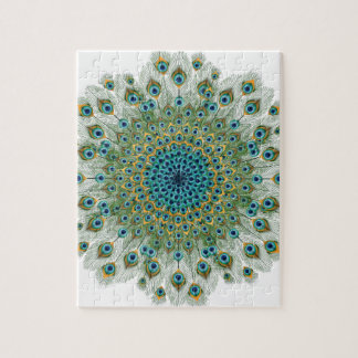 Male Peacock Colourful Mandala Jigsaw Puzzle