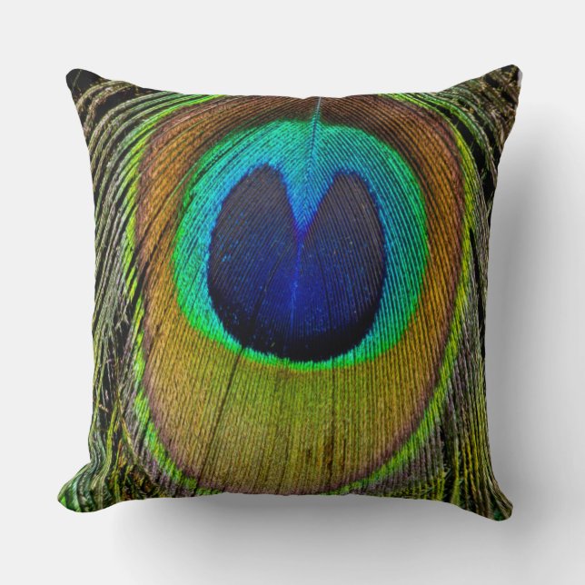 Male peacock tail feathers throw pillow (Front)