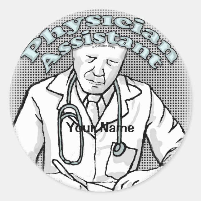 male Physician Assistant Classic Round Sticker (Front)