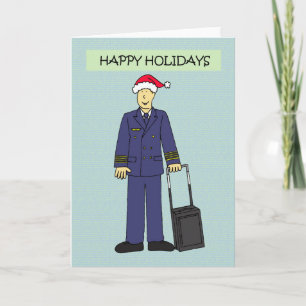 Male pilot Happy Holidays. Holiday Card