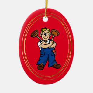 Male Plumber Personalized Christmas Ornament