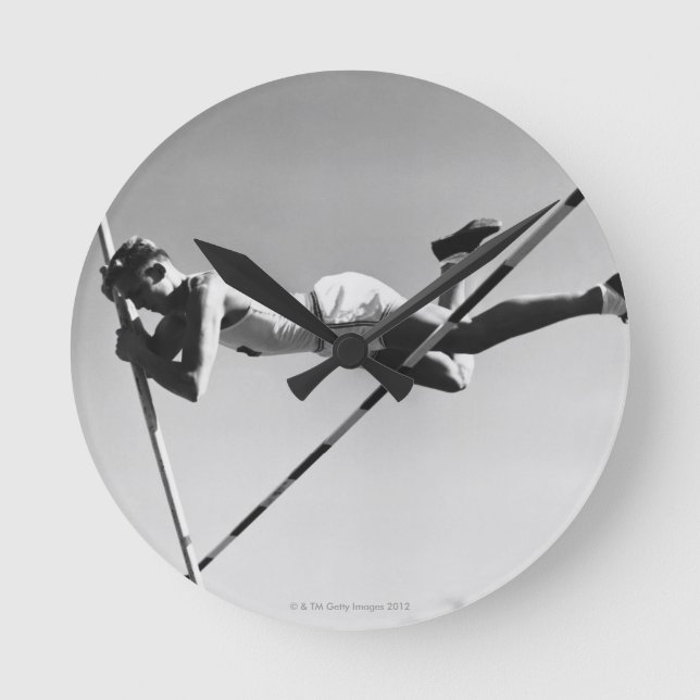 Male Pole Vaulter Round Clock (Front)