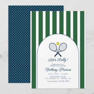 Male Preppy Country Club Tennis Birthday Invitation