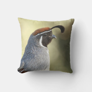 Male Quail Portrait Throw Pillow