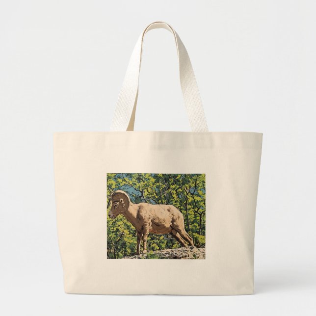 Male Ram Large Tote Bag (Front)