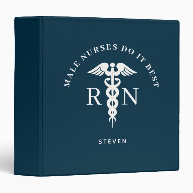 Male Registered Nurse Medical Blue Personalized Binder (Front/Spine)