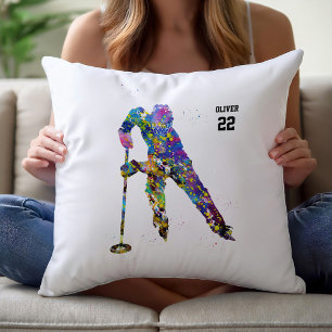 Male Ringette Player Throw Pillow