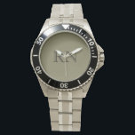 Male RN Nurse Men's Custom Watch<br><div class="desc">Show your style wearing this Male RN Nurse Men's Custom Watch.  It is modern minimalist designed with a professional look.  Customize the watch to suit your profession. You can also change the background colour from the sage green as shown.  This makes a perfect gift for any male nurse.</div>