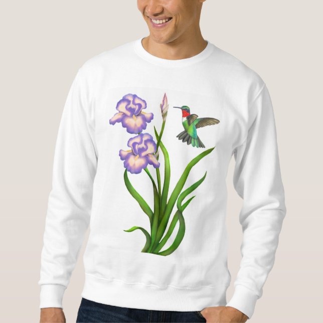 Male Ruby Throated Hummingbird on Iris Shirt (Front)