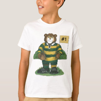 Male Rugby Bear in Green and Gold T-Shirt