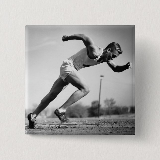 Male Runner 2 Inch Square Button (Front)