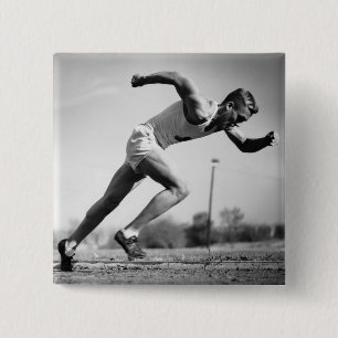 Male Runner 2 Inch Square Button
