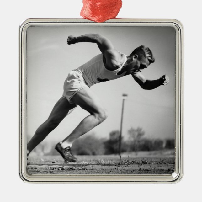 Male Runner Metal Ornament (Front)