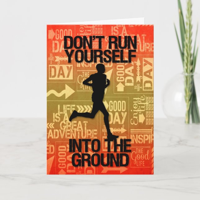 MALE Runner Sports Themed Get Well Card (Front)
