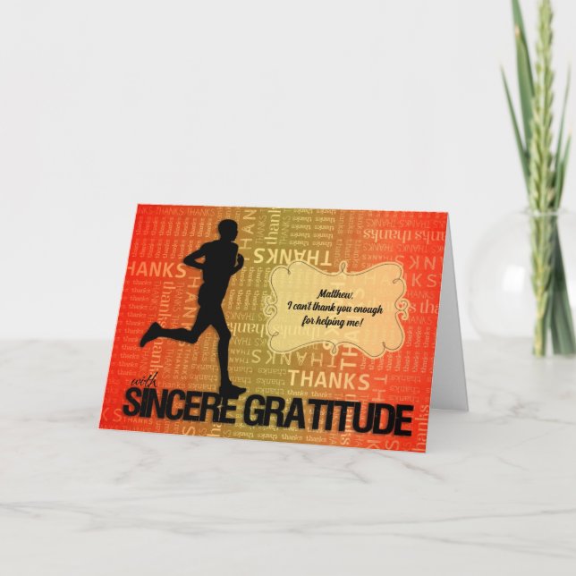 Male Runner Thank You in a Sports Theme (Front)