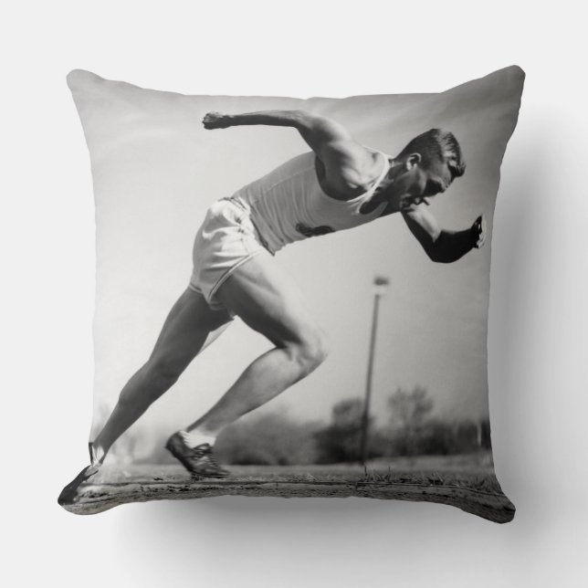 Male Runner Throw Pillow (Front)