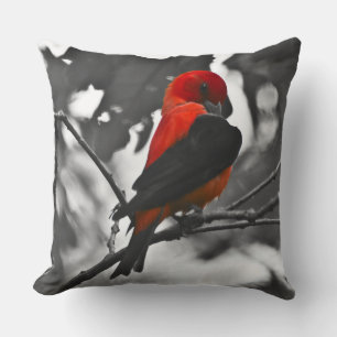 Male Scarlet Tanager Throw Pillow