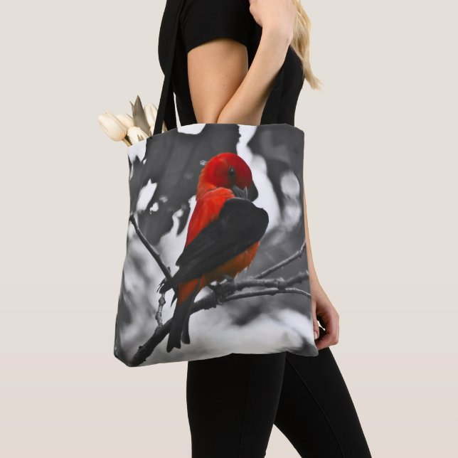 Male Scarlet Tanager Tote Bag (Close Up)