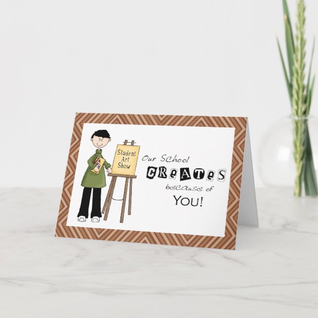 Male School Art Teacher Appreciation Thank You (Front)