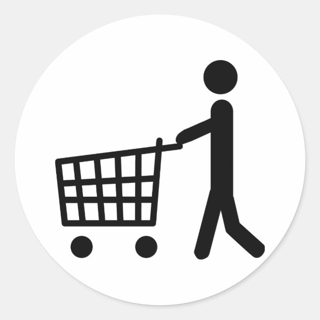 male shopping logo classic round sticker (Front)