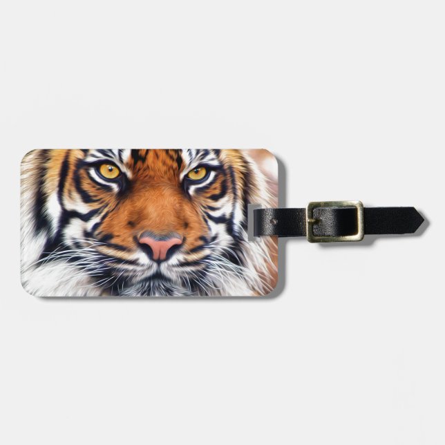 Male Siberian Tiger Paint Photograph Luggage Tag (Front Horizontal)