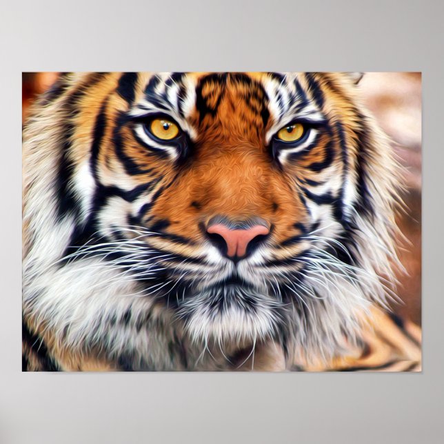 Male Siberian Tiger Paint Photograph Poster (Front)