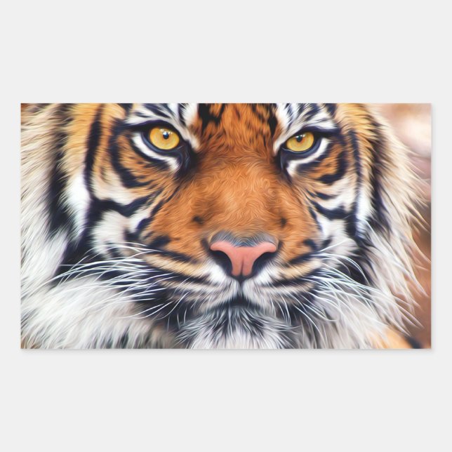 Male Siberian Tiger Paint Photograph Sticker (Front)