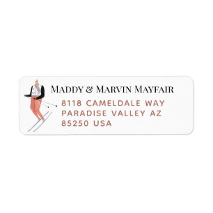 Male Skier Easy-To-Read Return Address Label