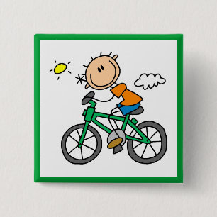 Male Stick Figure Bicyclist Tshirts and gifts 2 Inch Square Button