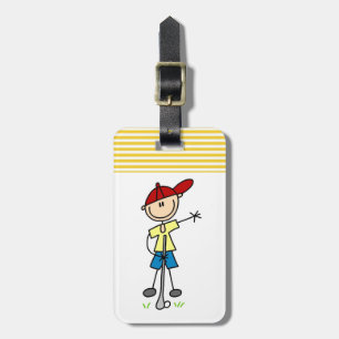 Male Stick Figure Golfer Luggage Tag