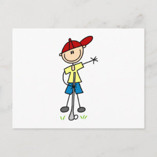 Male Stick Figure Golfer Postcard