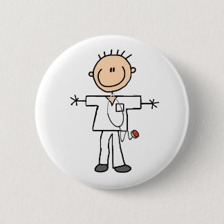 Male Stick Figure Nurse 2 Inch Round Button