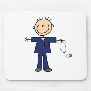 Male Stick Figure Nurse - Blue Mouse Pad
