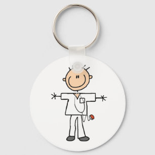 Male Stick Figure Nurse Keychain
