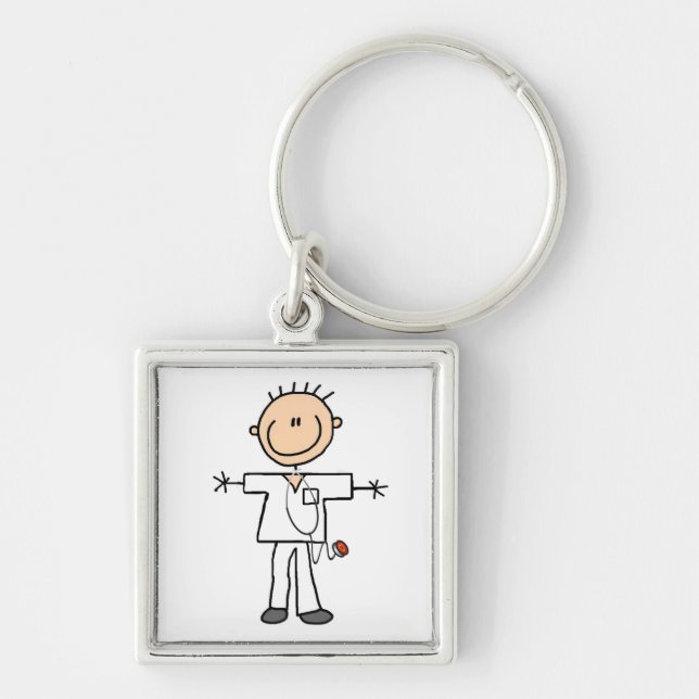Male Stick Figure Nurse Keychain (Front)