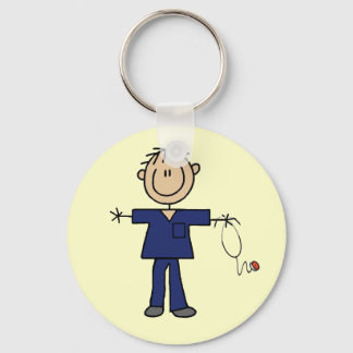Male Stick Figure Nurse Medium Skin Keychain