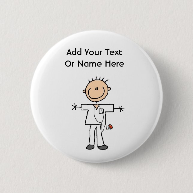 Male Stick Figure Nurse T-shirts and Gifts 2 Inch Round Button (Front)