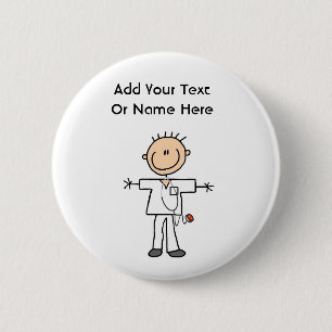 Male Stick Figure Nurse T-shirts and Gifts 2 Inch Round Button