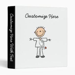 Male Stick Figure Nurse T-shirts and Gifts Binder