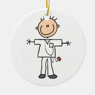 Male Stick Figure Nurse T-shirts and Gifts Ceramic Ornament