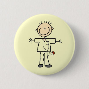 Male Stick Figure Nurse Tshirts and Gifts 2 Inch Round Button