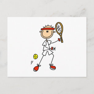 Male Stick Figure Tennis Player Postcard