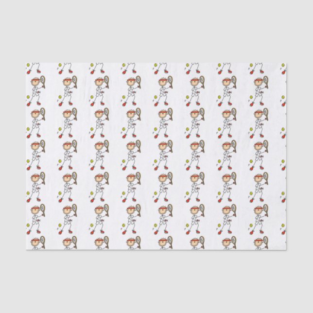 Male Stick Figure Tennis Player Tissue Paper (Front)