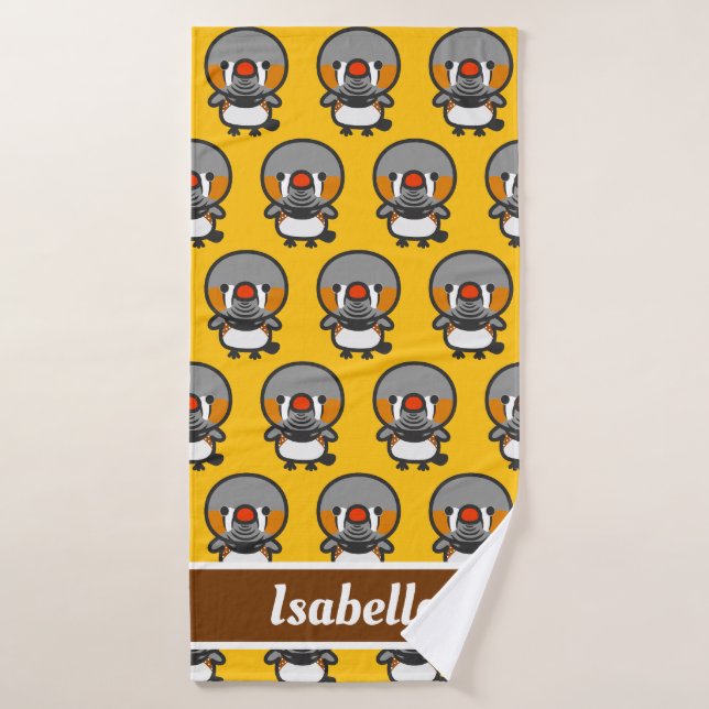 male Sunda zebra finch Bath Towel (Bath Towel)