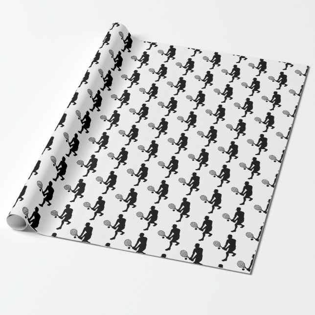 Male Tennis Player Silhouette Wrapping Paper (Unrolled)