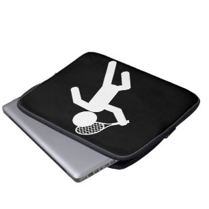 Male Tennis Player - Tennis Symbol (on Black) Laptop Sleeve
